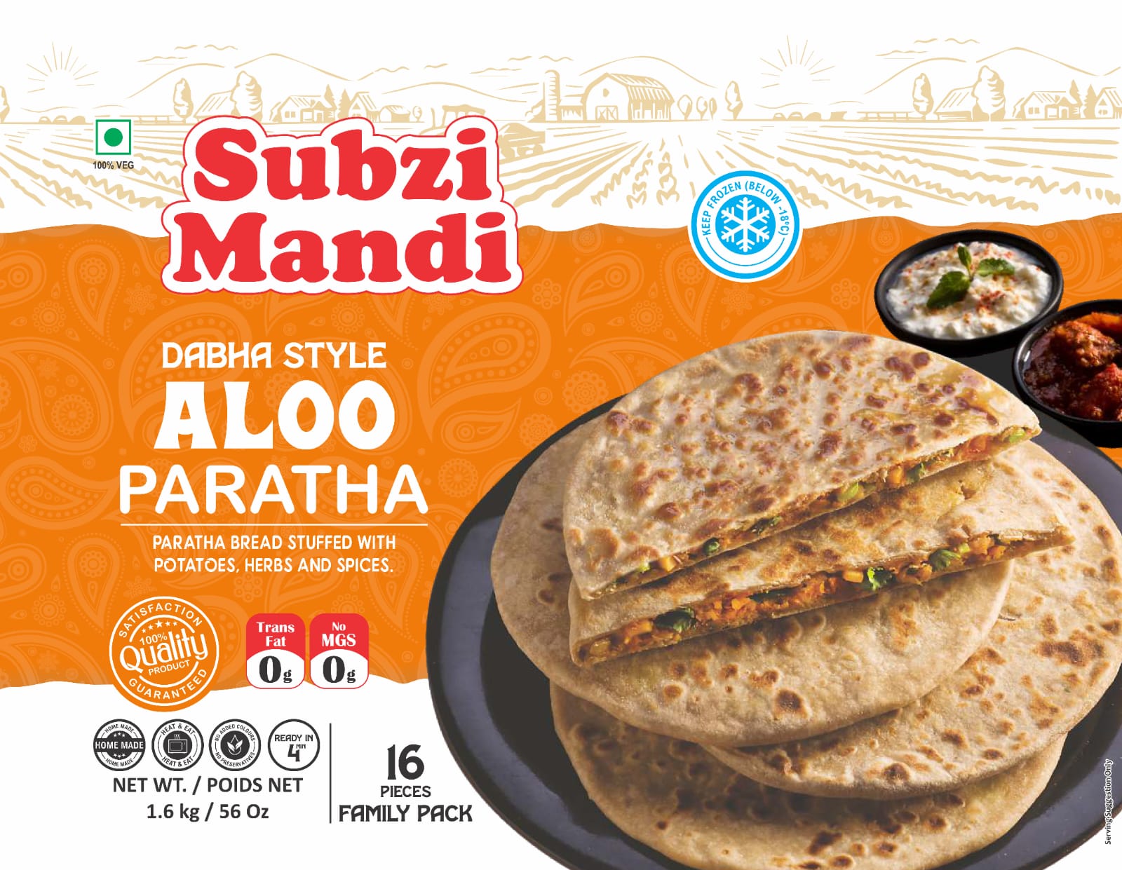 Subzi Mandi Aloo Paratha (16PC)