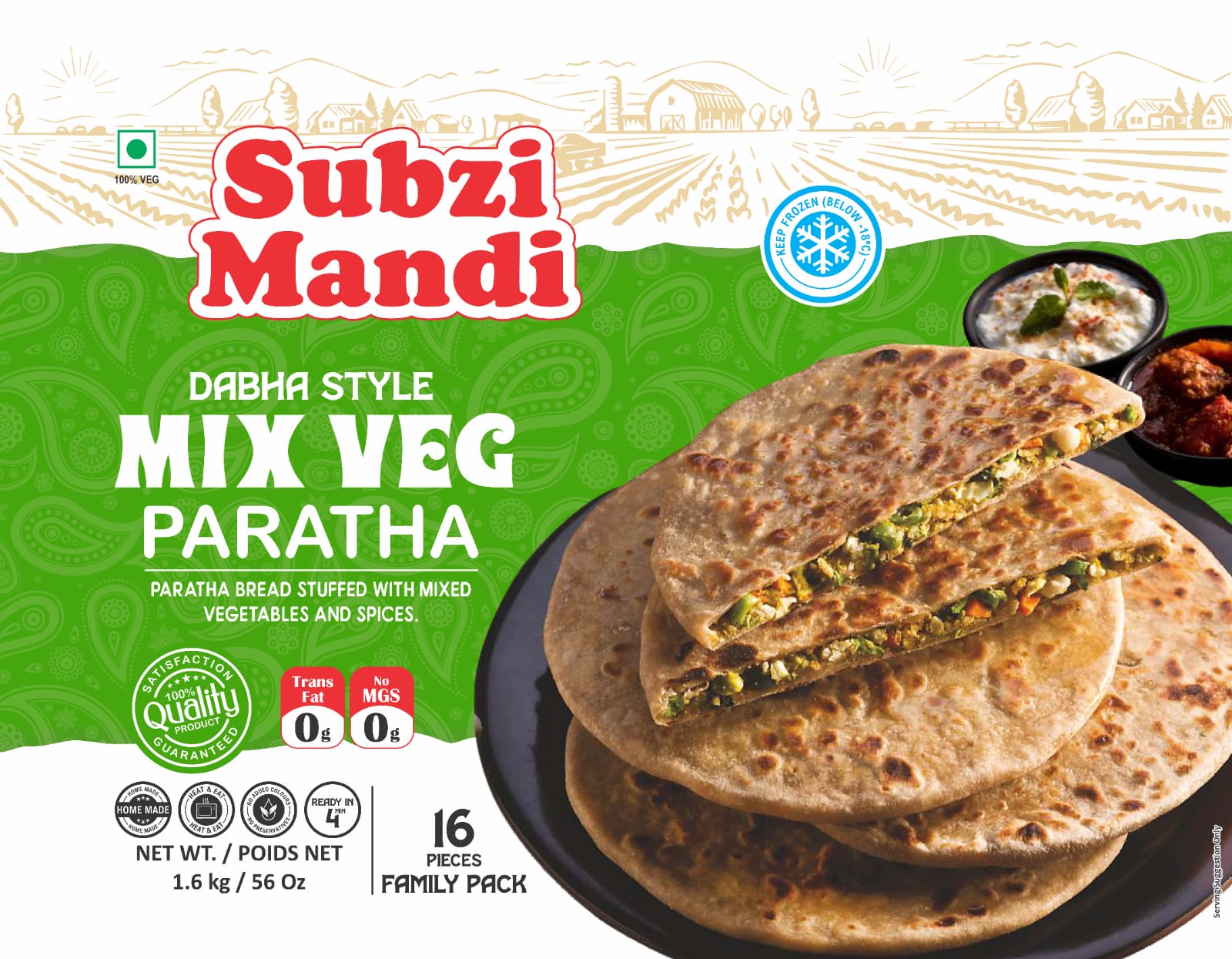 Subzi Mandi Mix Veg Paratha (16PC)
