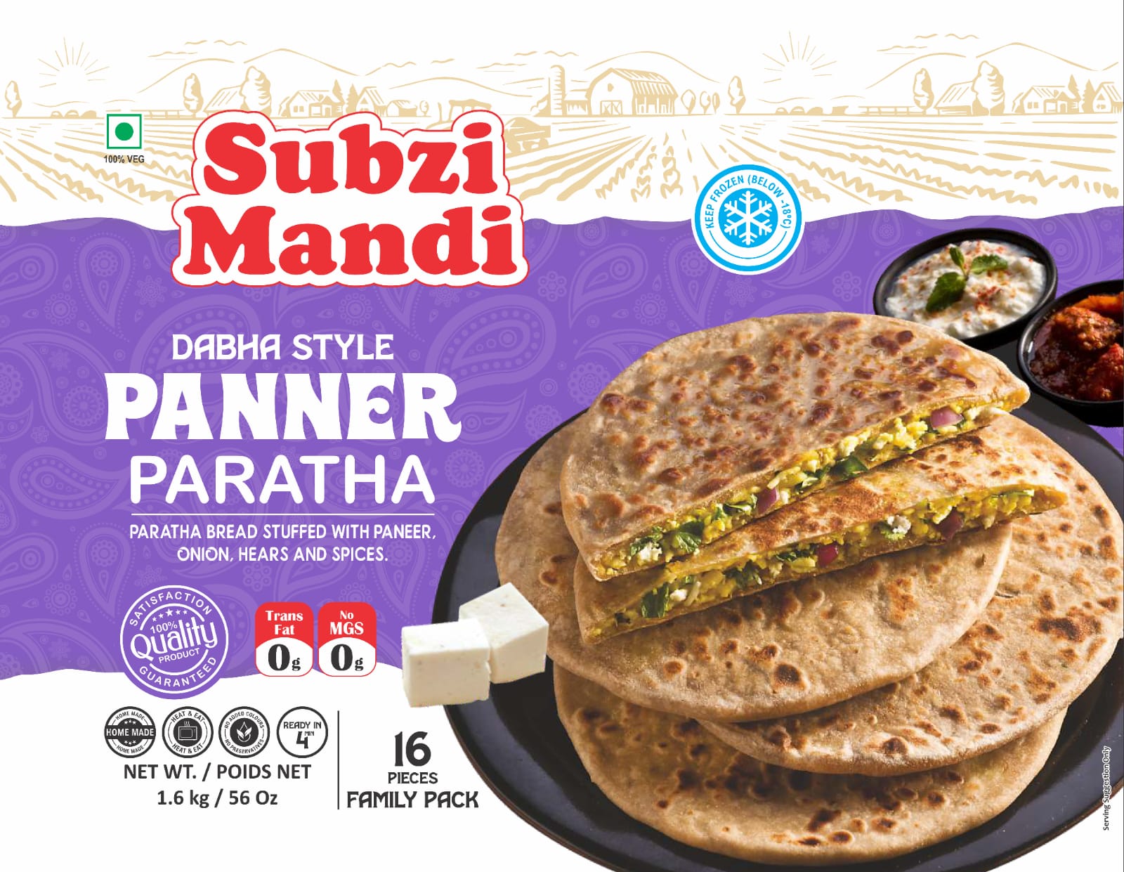 Subzi Mandi Paneer Paratha (16PC)